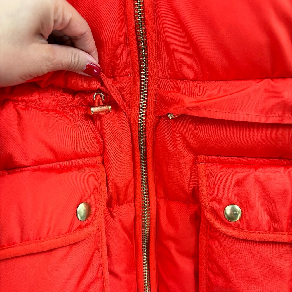 J Crew Women's Signature Puffer Red Orange Size XSP - Picture 8 of 13
